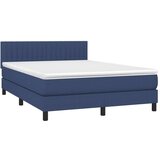 vidaXL Box spring postelja z vzmetnico LED modra 140x200 cm | Shoptok.si