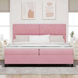  LED Box Spring Krevet s madracem Ružičasta 200 x 200 cm Baršun | shoptok.hr