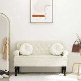 vidaXL Klop z naslonjalom krem 119,5x64,5x75 cm žamet | Shoptok.si
