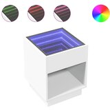 Maison Chic Nočna mizica - Nočna omarica - Nočna miza z neskončnimi LED bela 40x40x50 cm, (21687191) Cene