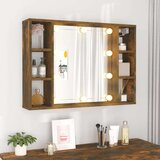 Ormarić s ogledalom LED boja dimljenog hrasta 76 x 15 x 55 cm | shoptok.hr