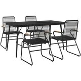  5-dijelni vrtni blagovaonski set od PVC ratana crni Crna | shoptok.hr