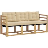 vidaXL Zunanja garnitura za sedenje z blazino 3 pcs Bela in bež, (5000281689) | Shoptok.si