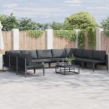 vidaXL Sjedeća garnitura za vrt 10 pcs Antracit Čelik | shoptok.hr