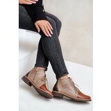 Nobo Leather Ankle Boots On A Flat Heel Brown Zazoo 4078 | shoptok.hr