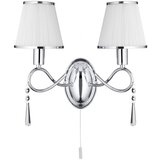 Searchlight Simplicity Notranja stenska svetilka s svečo v obliki 2 žarnic, kromirana, kristalna s senčniki, E14, (22100583) | Shoptok.si