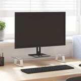 vidaXL Stojalo za monitor belo 60x20x8 cm kaljeno steklo in kovina | Shoptok.si