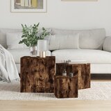 The Living Store Stranske mizice 3 kosi dimljen hrast inženirski les - Stranska Mizica, (21662413) | Shoptok.si