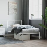 vidaXL Kovinski posteljni okvir z vzglavjem bel 90x200 cm Cene