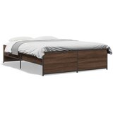  The Living Store Posteljni okvir rjav hrast 120x190 cm inženirski les in kovina - Posteljni Okvir, (21531921) | Shoptok.si