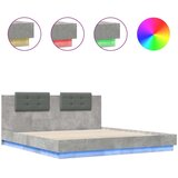 vidaXL Posteljni okvir z vzglavjem in LED betonsko siv 180x200 cm | Shoptok.si