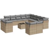 Maison Chic Seti vrtnega pohištva - Vrtna garnitura - Vrtni pohištvo set 14-delna z blazinami bež poli ratan, (21810338) | Shoptok.si