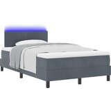 vidaXL Postelja z box springom z vzmetnico in LED Temno siva 120x190 cm Žamet | Shoptok.si