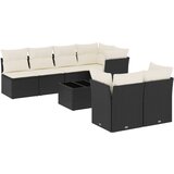 Maison Chic Seti vrtnega pohištva - Vrtna garnitura - Vrtni pohištvo set 8-delna z blazinami črn poli ratan, (21800828) | Shoptok.si