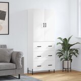 vidaXL Visoka omara bela 69,5x34x180 cm inženirski les | Shoptok.si