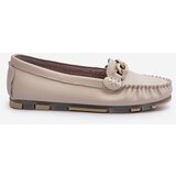 S. BARSKI Women's Leather Moccasins with Beige Decoration S.Barski LR339 | ePonuda.com