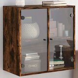 vidaXL Stenska omarica s steklenimi vrati dimljen hrast 68x37x68,5 cm | Shoptok.si