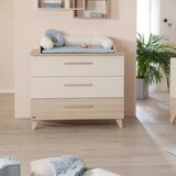 Roba Kremno bela/v naravni barvi otroška komoda v hrastovem dekorju s previjalnim pultom 110x98x75 cm Sidney – | Shoptok.si