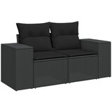 Maison Chic Vrtni kavč - Zunanji kavč dvosed z blazinami črn poli ratan, (22044004) | Shoptok.si