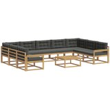  Set vanjskih sofa 10 kom. Bijela i antracit Čvrsto drvo akacije | shoptok.hr