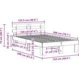  Krevetna konstrukcija s naslonom smeđa 120x200 cm masivna borovina | shoptok.hr