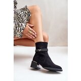 S. BARSKI Insulated women's ankle boots on a low heel with decorative straps D&A black | Eponuda.ba