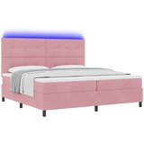 Postelja s pomičnim ležiščem in LED svetlobo Roza 200x200 cm Žamet, (22050840) | Shoptok.si