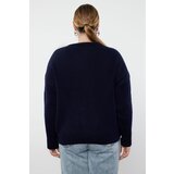 Trendyol Curve Navy Blue Crew Neck Soft Textured Knitwear Sweater | shoptok.hr