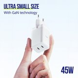 ALLITY zidni punjač GaN PD QC ATC-01-45WCC 2x USB-C 45W bijeli | shoptok.hr