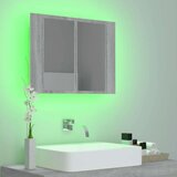vidaXL LED omarica z ogledalom siva sonoma 60x12x45 cm inženirski les | Shoptok.si