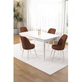 Hanah home trpezarijski set Pir, sto i 4 stolice, bela ploča, terakota tkanina Babyface | Eponuda.com