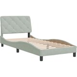 vidaXL Posteljni okvir z vzglavjem svetlo siv 90x200 cm žamet | Shoptok.si