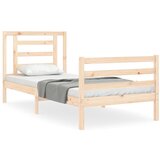 Maison Chic Posteljni okvir - Enojna postelja - Postelja za odrasle z vzglavjem trden les-J16556, (21773970) | Shoptok.si