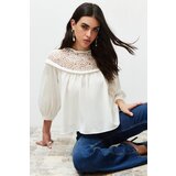 Trendyol Ecru Lace Detail Muslin Woven Blouse Cene