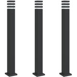  Vanjske podne svjetiljke sa utičnicom 3kom crne 110cm aluminij | shoptok.hr