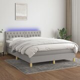 The Living Store Box spring postelja z vzmetnico LED svetlo siva 140x190cm blago - Box Spring Postelja, (21515860) Cene
