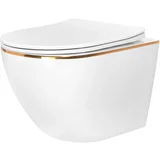 Rea Viseća WC školjka Carlo Tornado Rimless Flat GOLD EDGE