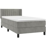 Box spring krevet s madracem svjetlosivi 90x190 cm baršunasti | shoptok.hr
