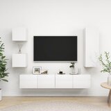  5-dijelni set TV ormarića visoki sjaj bijeli od iverice | shoptok.hr