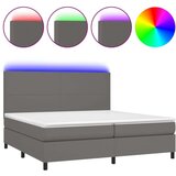  Box spring postelja z vzmetnico LED siva 200x200cm umetno usnje, (20761061) | Shoptok.si