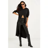 Cool & Sexy Women's Anthracite Hooded Double Breasted Tunic Dress YI2376