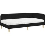 vidaXL Kotna postelja z vzmetnico z vzglavjem Črna 100 x 200 cm blago, (5000106106) | Shoptok.si