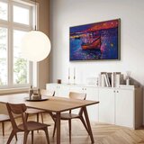  Slika - Modern impressionism - night landscape of a lake with a floating boat 60x40 U prirodnom drvenom okviru | shoptok.hr