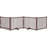 vidaXL Ograda za pse z vrati zložljiva 4 paneli rjava 320cm topolovina | Shoptok.si