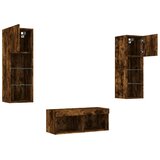  4-dijelni zidni TV ormarići s LED svjetlima boja hrasta | shoptok.hr