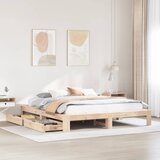 vidaXL Posteljni okvir brez vzmetnice 200x200 cm trdna borovina Cene