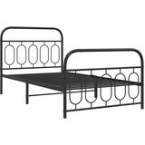 vidaXL Kovinski posteljni okvir z vzglavjem in vznožjem črn 107x203 cm, (21251493) | Shoptok.si