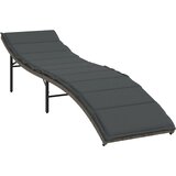  Ležaljka za sunčanje s jastukom siva 55 x 199 x 50 cm poliratan | shoptok.hr