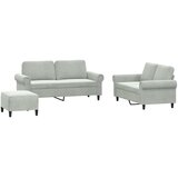  3-dijelni set sofa s jastucima svjetlosivi baršunasti | shoptok.hr