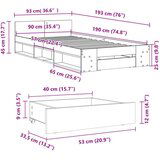 vidaXL Okvir kreveta s ladicom siva boja betona 90 x 190 cm drveni | shoptok.hr